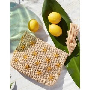 Mar‎ Y Sol Soleil Sunshine Clutch Woven Straw Bag • NWT